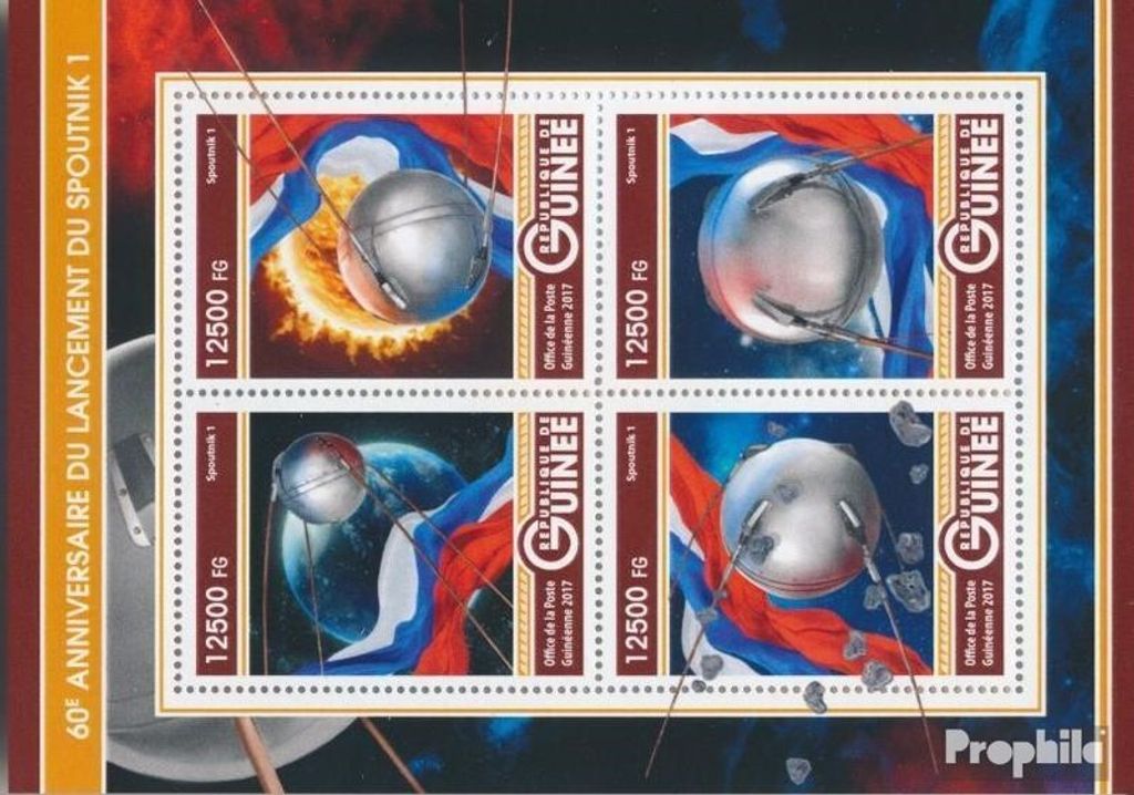 Briefmarken Guinea 2017 Mi 12376-12379 Kleinbogen (kompl. Ausgabe) postfrisch Sputnik 1
