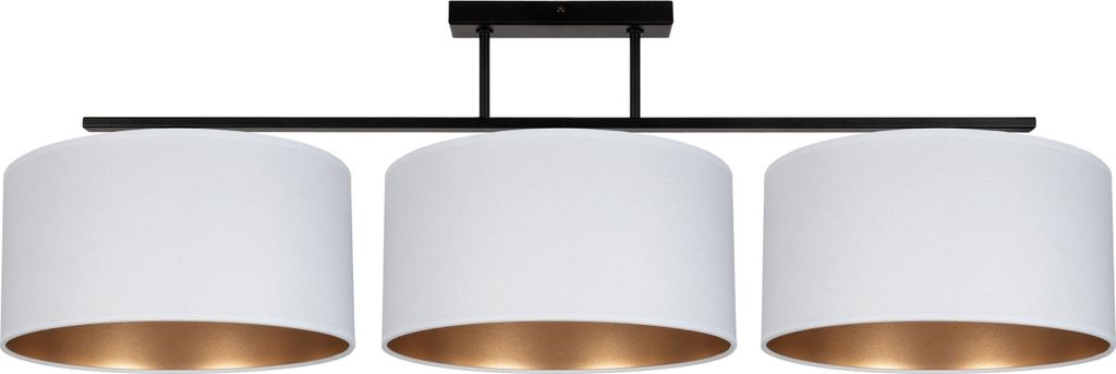Deckenleuchte Metall Stoff in Schwarz Weiß Gold E27 3-flammig länglich Modern Deckenlampe