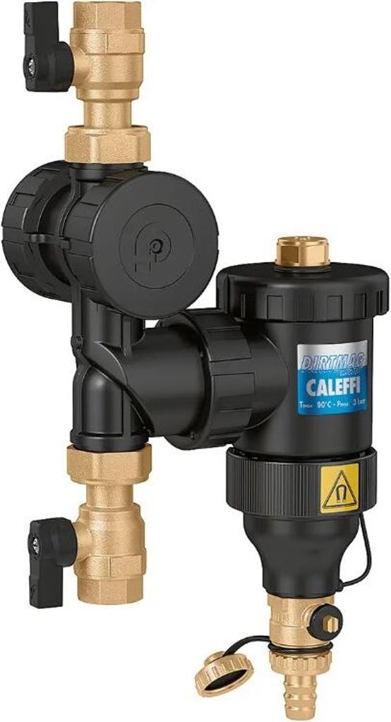 A close-up studio shot of a Caleffi DIRTMAG PLUS Schlammabscheider.