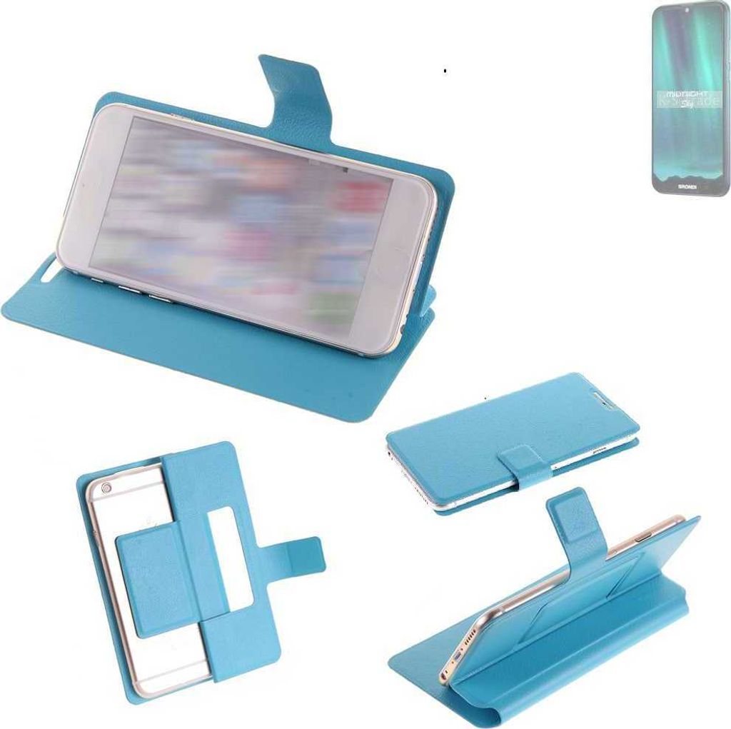 K-S-Trade Schutzhülle Handyhülle kompatibel mit Brondi Midnight Sky Flip cover Handy case Smartphone Klapphülle blau