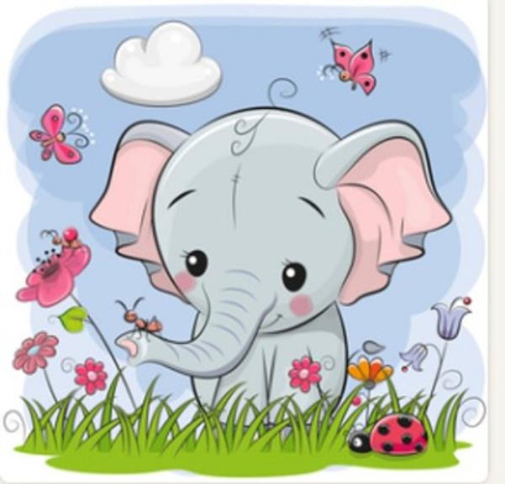 30x20 cm Malen nach zahlen Set mit Holzrahmen Elefant auf der Wiese