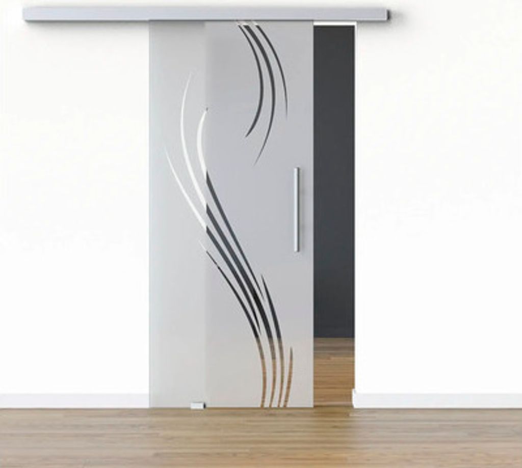 Pertura Glasschiebetür Komplettset Glera Essence 02 775x2050 mm Links inkl.Beschlag Selir Aluminium natur,Stangengriff
