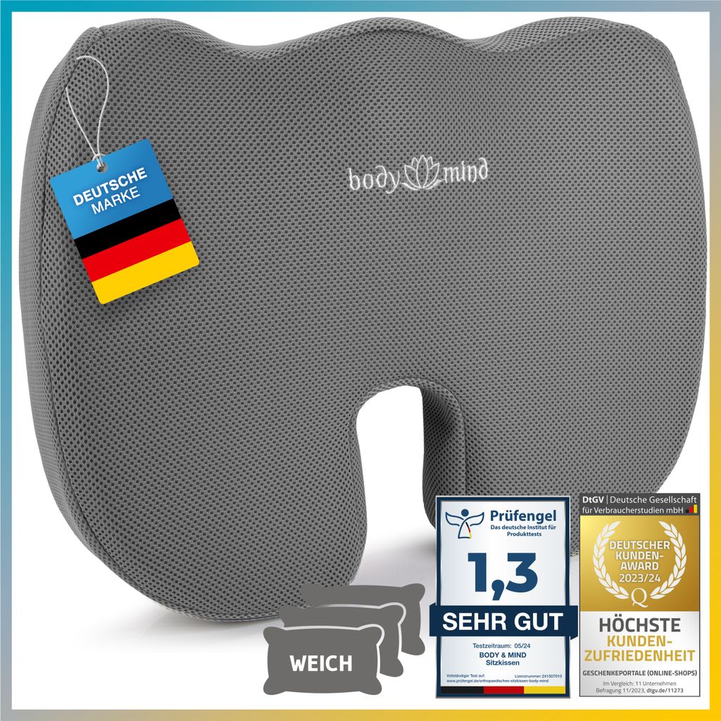 Body & Mind Orthopädisches Keilkissen Sitzkissen aus Memory Produktbild 