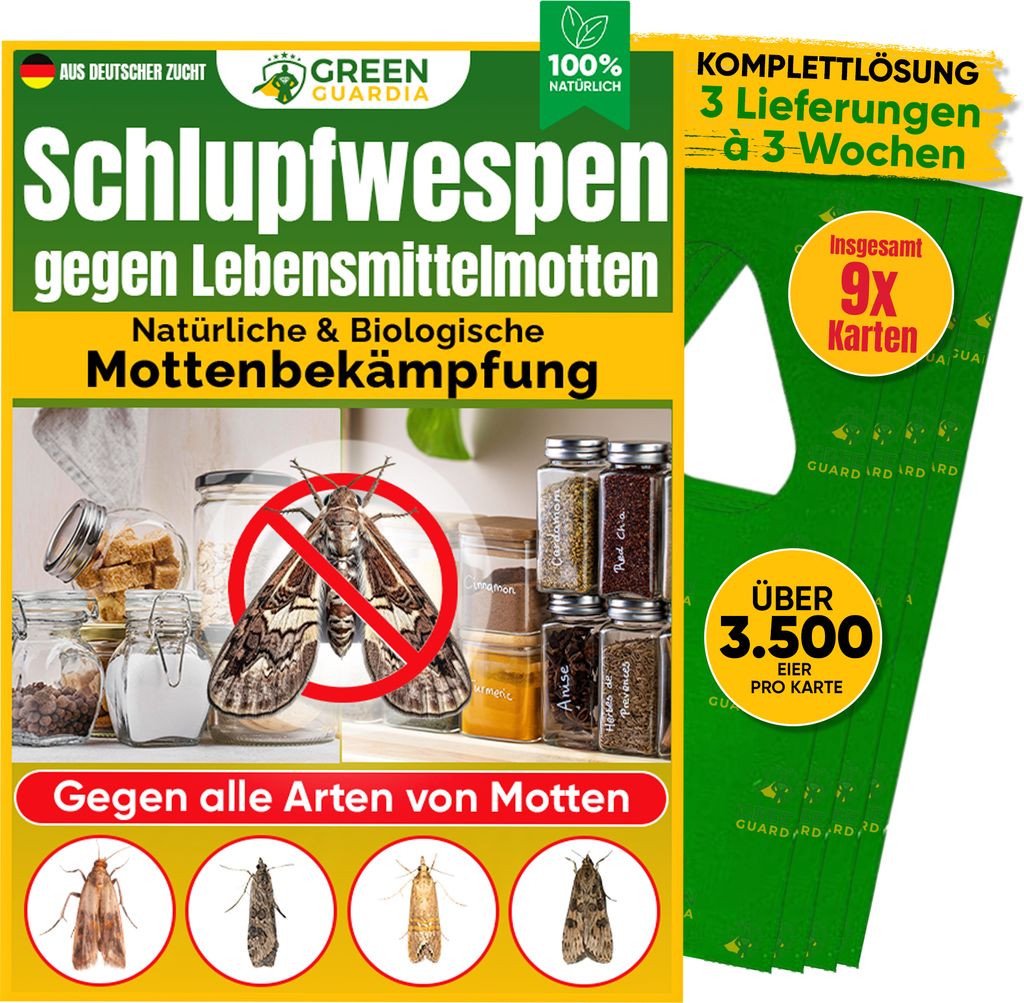 Schlupfwespen gegen Lebensmittelmotten, 3 Karten x 3 Produktbild 