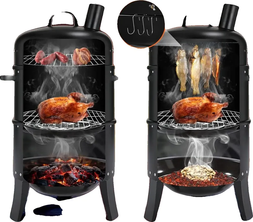 Fumoir Barbecue Polyvalent Inox avec Thermomètre et Aérations Pro