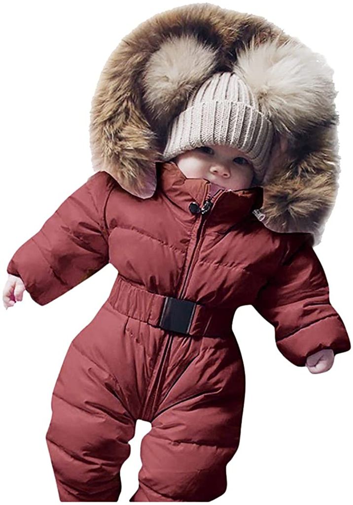 80 6-9 Monate Schwarz Strampler Schneeanzug Jungen Mädchen Langarm Jumpsuit Warm Outfits Geschenk Baby Winter Overall mit Kapuze 