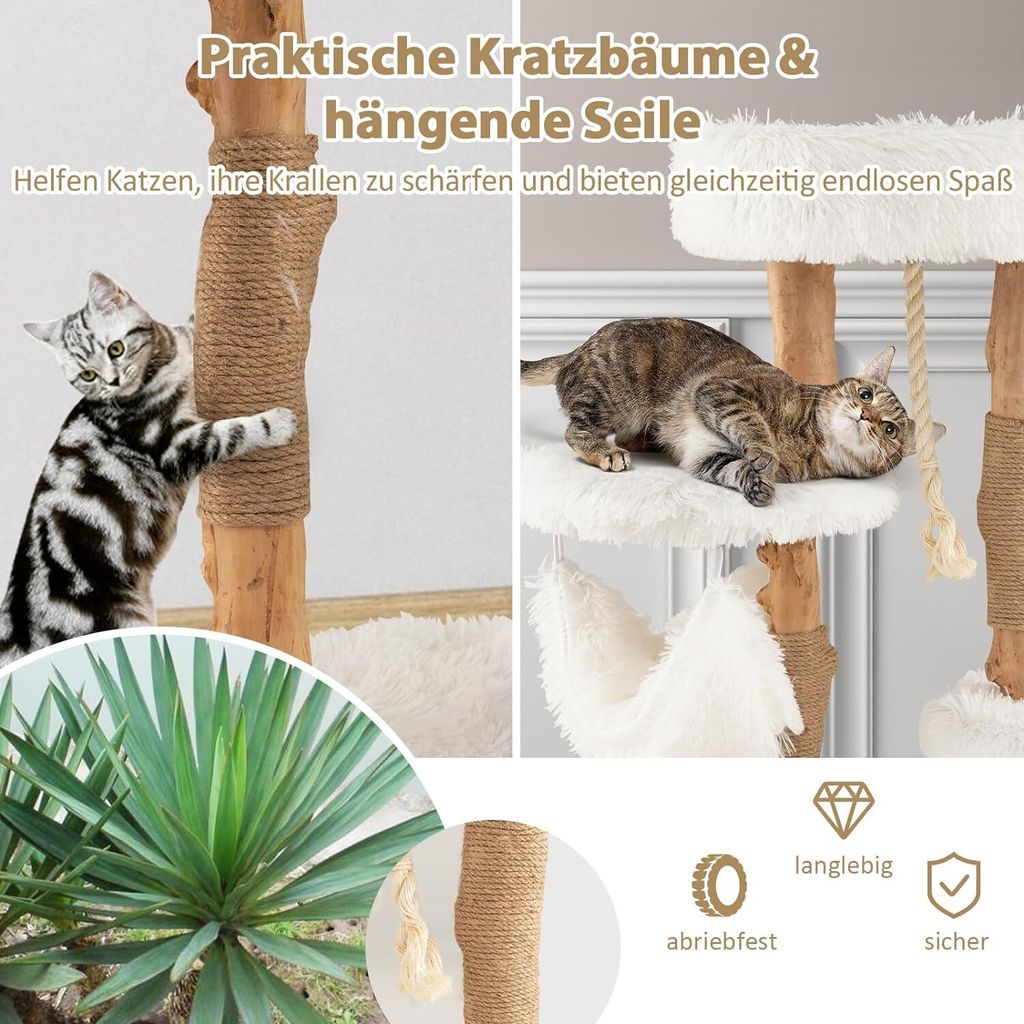 COSTWAY 87cm Kratzbaum Holz, Katzenbaum mit Hängematte & Produktbild 6
