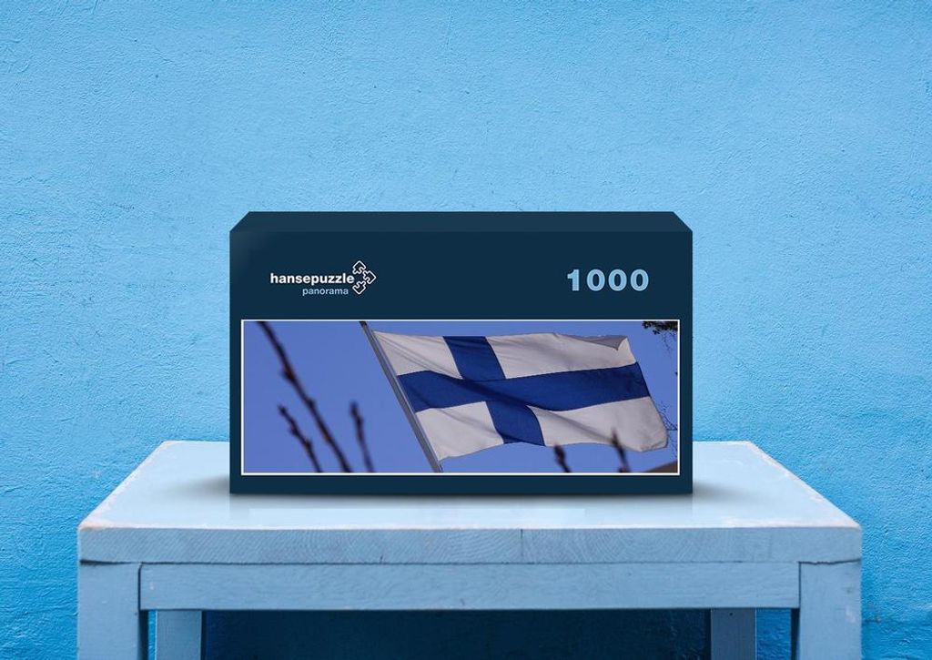 hansepuzzle 69886 - Flagge von Finnland Puzzle, 1050 Teile, Hintergründe, 60,0 x 46,0cm mit hochwertiger Aufbewahrung, Kartonbox & Beutel