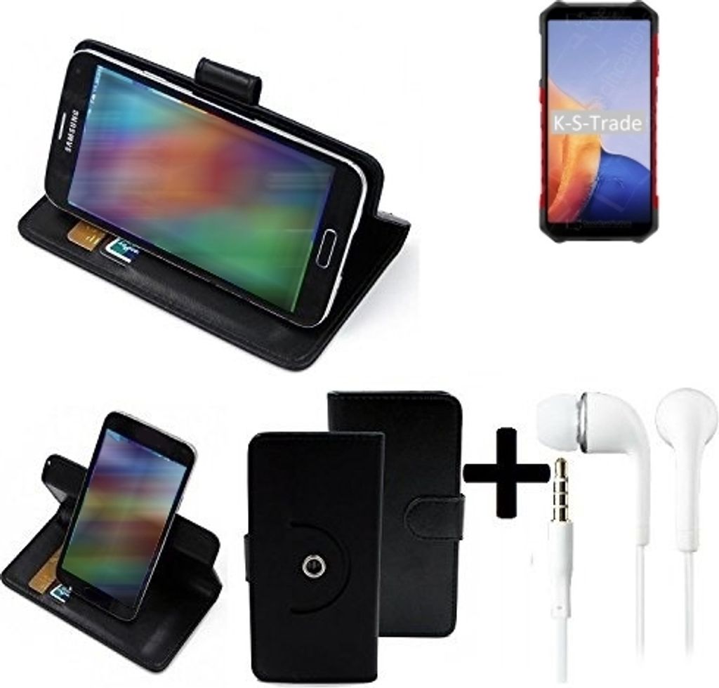 K-S-Trade Handy Hülle Schutz Hülle + Kopfhörer kompatibel mit Ulefone Armor X9 Handyhülle Flipcase Smartphone Cover Handy Schutz Tasche Walletcase