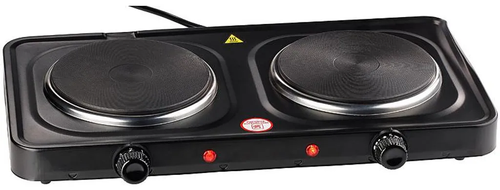 Plaque électrique de cuisson pour studio et camping - 2 feux 2000W stable