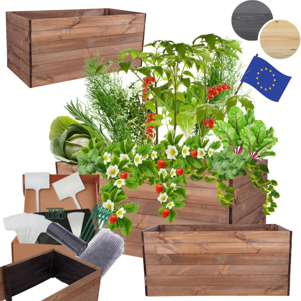 MODO24 Hochbeet Holz, Pflanzkasten, Massivholz, Kiefer, Produktbild 