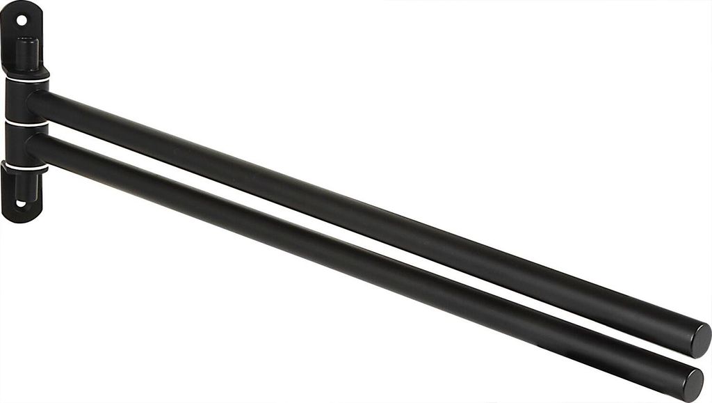 Technik-Team Handtuchhalter 2 armig schwenkbar Bulon - Handtuch Halter für die Wand - Handtuchhalterung, Stahl schwarz matt