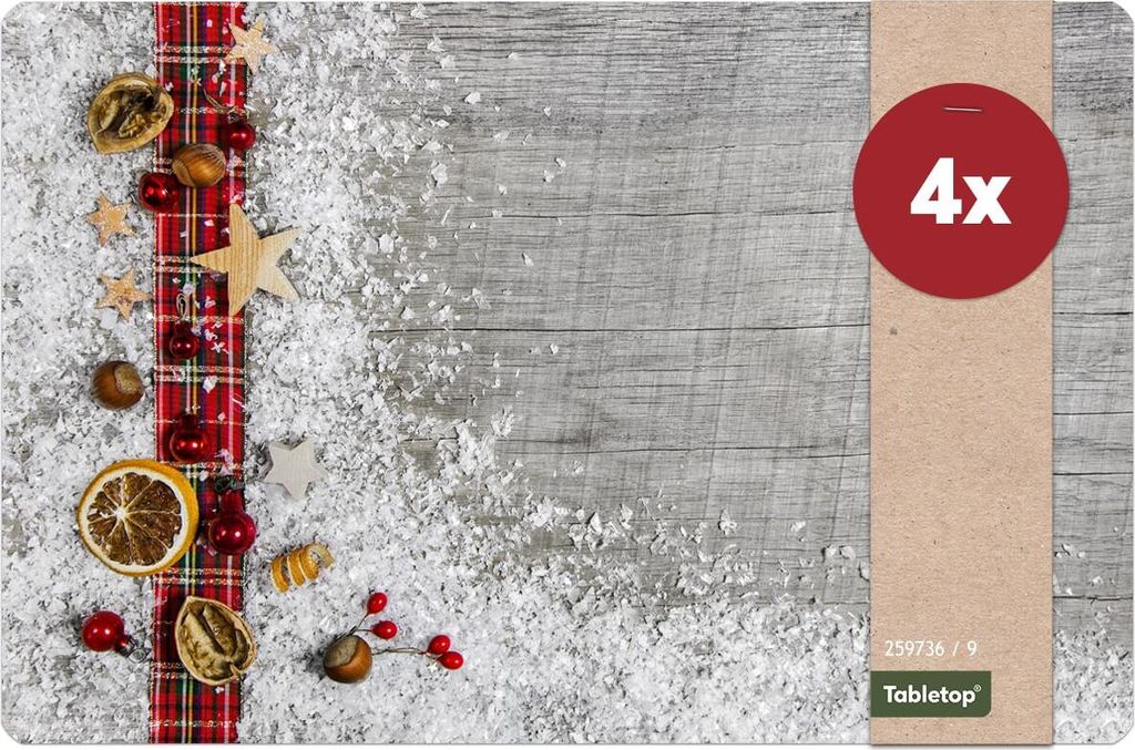 Abwaschbare Tischsets 4er Set Weihnachten Deko & Holz