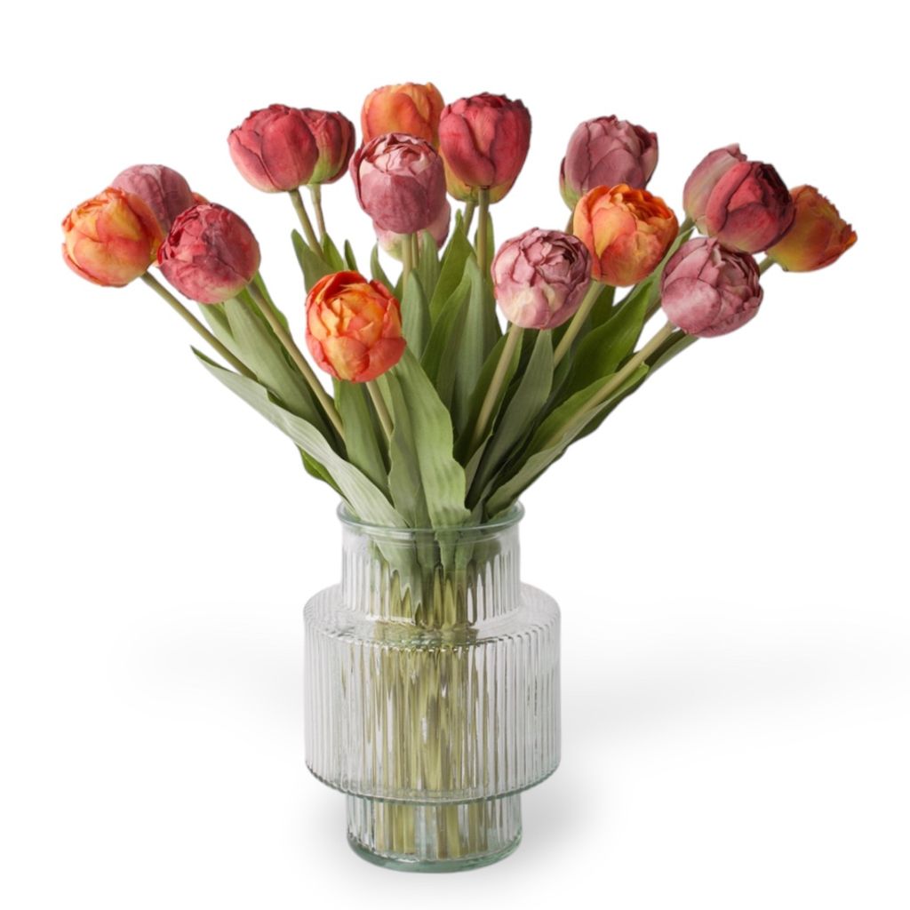 WinQ-Kunstliche Tulpen(42cm) Strauß in verschiedenen Frühlingsfarben- Rot, Rosa, Mauve Kunstblumen-Tulpen 21