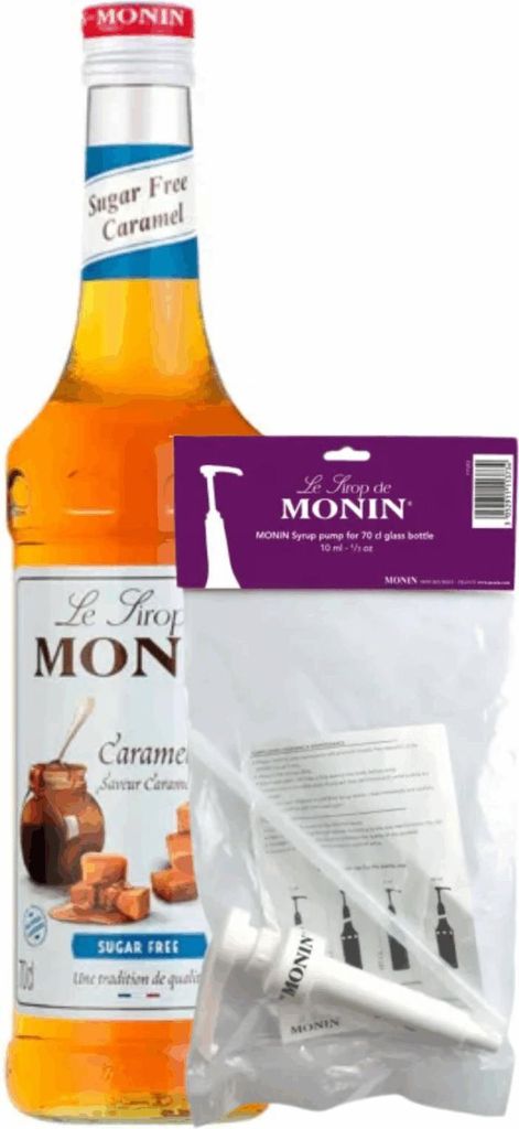 Monin Sirup Karamell zuckerfrei (70 cl) + Siruppumpe (10 ml)