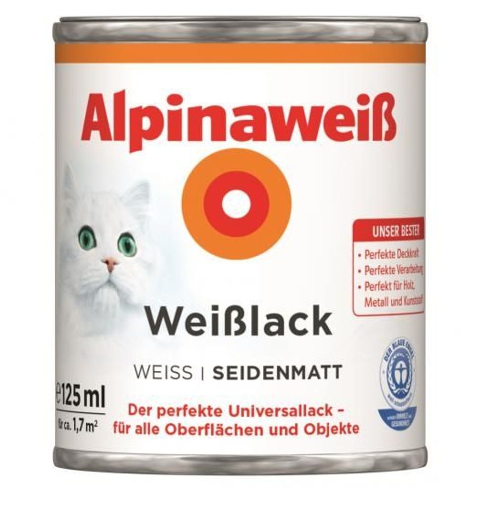 Alpina Weißlack seidenmatt alpinaweiß 12 ml Produktbild 