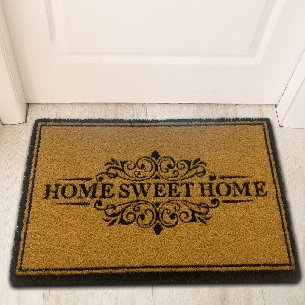 Schuhabstreifer - Home Sweet Home - strapazierfähiges Kokos Größe - 60 x 90 cm