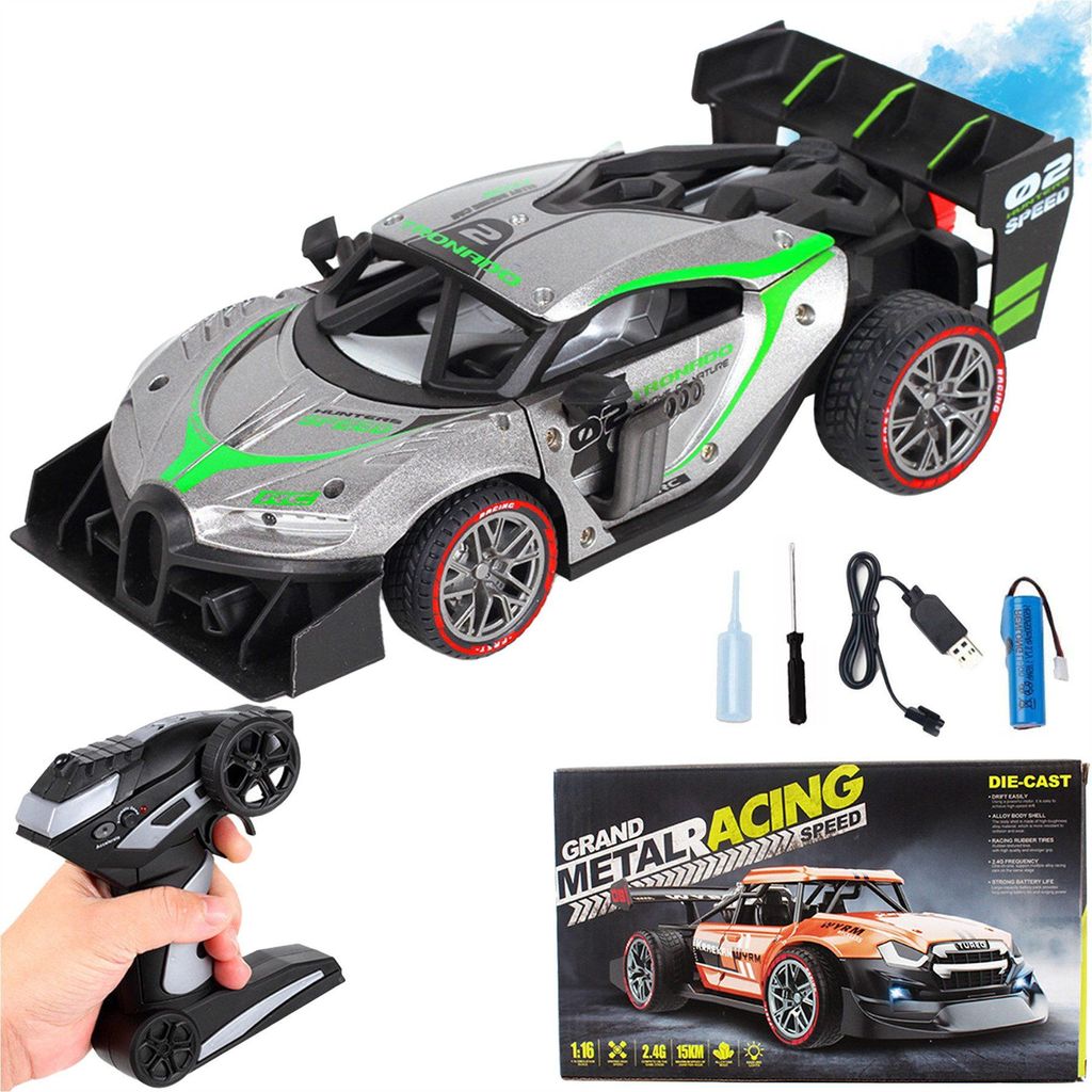 Ferngesteuertes Auto,RC Auto mit LED Lights,1/16 RC Car,2,4-GHz-Fernsteuerungsmodus,Drift Auto mit Sprühmodus,für Jungen&Mädchen von 3 bis 9 Jahren