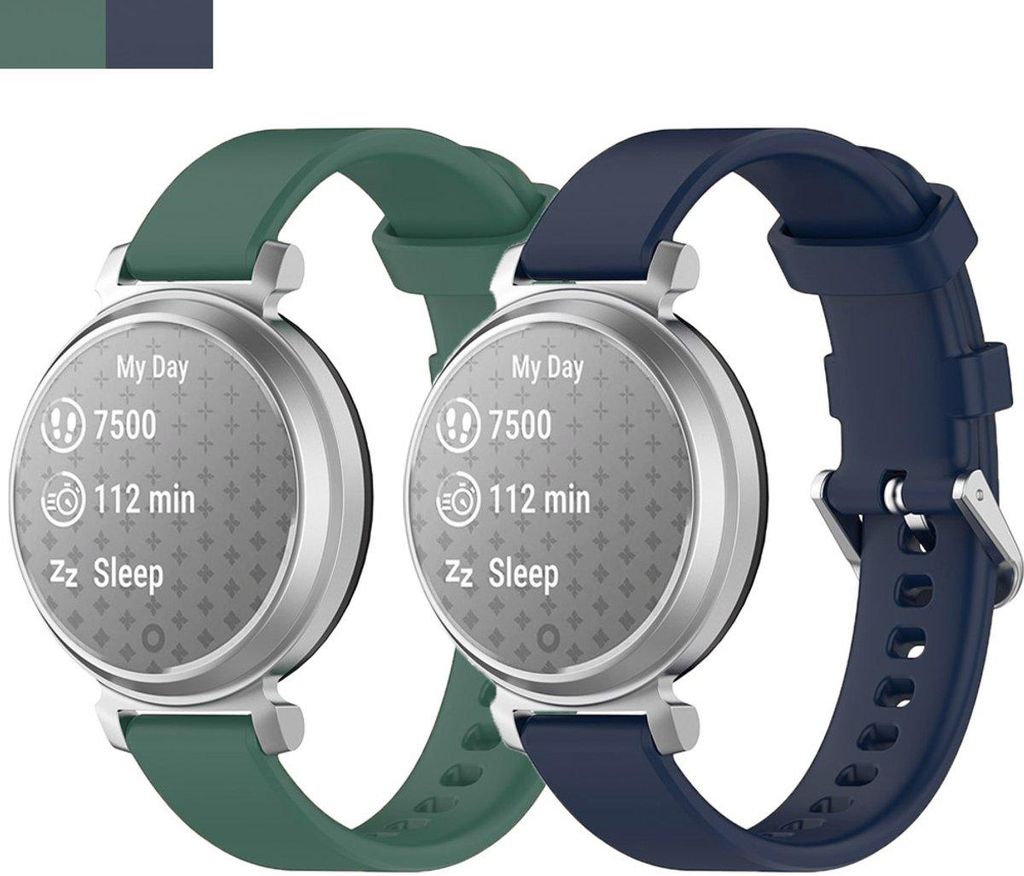 FFO2World 2er-Pack 14-mm-Silikon-Smartwatch-Armbänder, passend für Garmin Lily 2 (nur zweite Version) – Silikon-Uhrenarmbänder – Grün + Dun...
