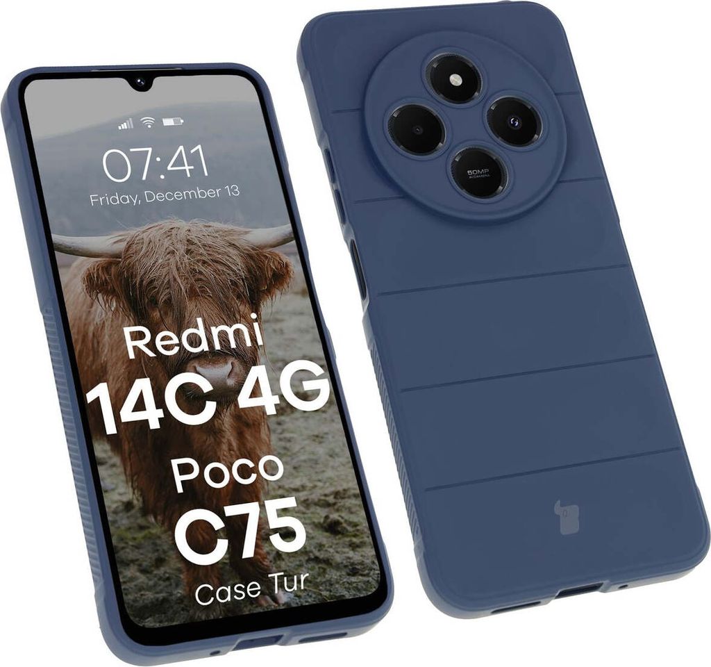 Robuste Handyhülle für Xiaomi Redmi 14C 4G / POCO C75, Bizon Case Tur, Dunkelblau