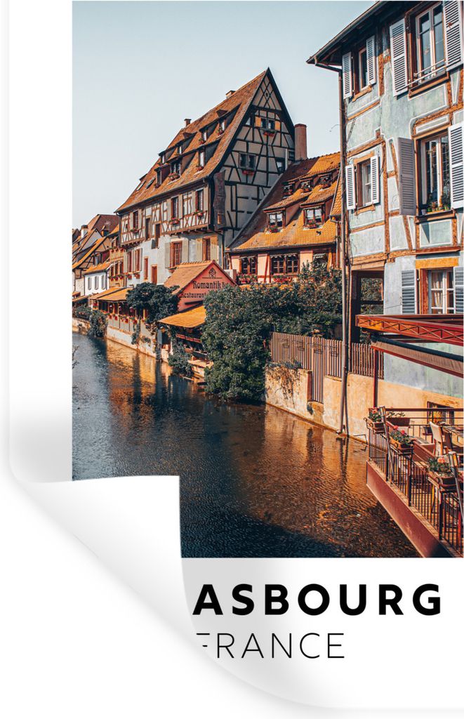 MuchoWow Wandtattoo Wandsticker Wandaufkleber Frankreich - Wasser - Haus 40x60 cm Selbstklebend und Repositionierbar - Wierderverwendbar - Selbst...