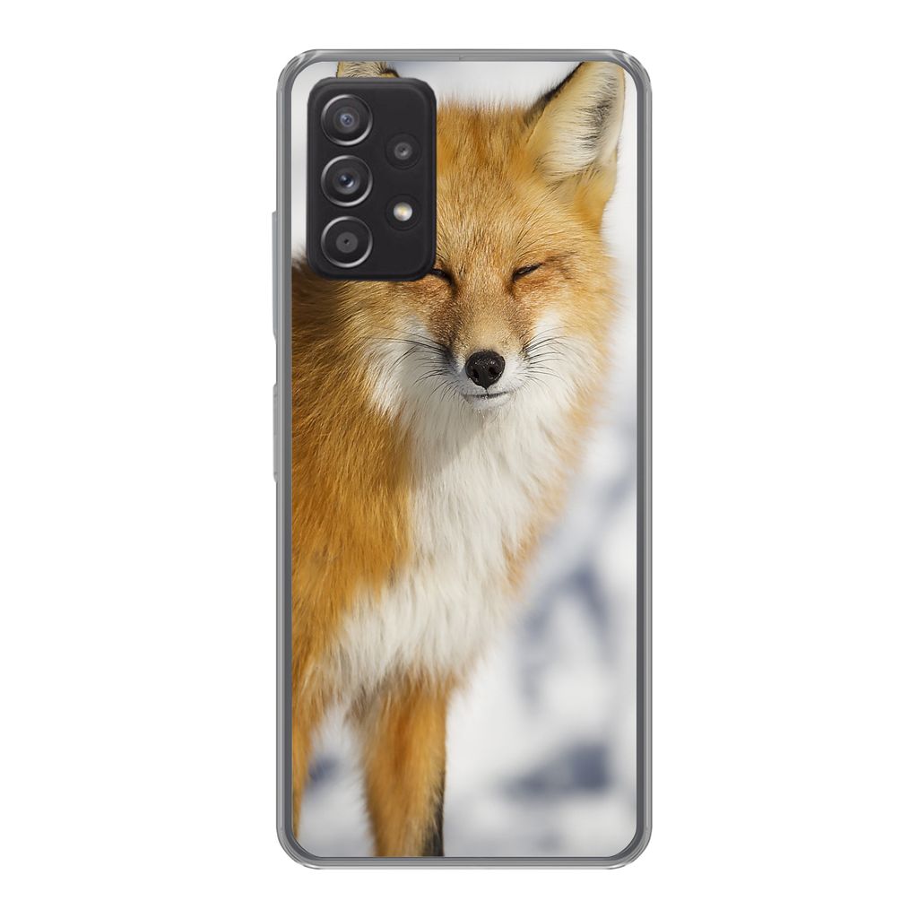 MuchoWow Handyhülle Schutzhülle Hülle für Samsung galaxy a73 Fuchs - Schnee - Rot Silikon Softcase Handy Hülle - Handyhülle