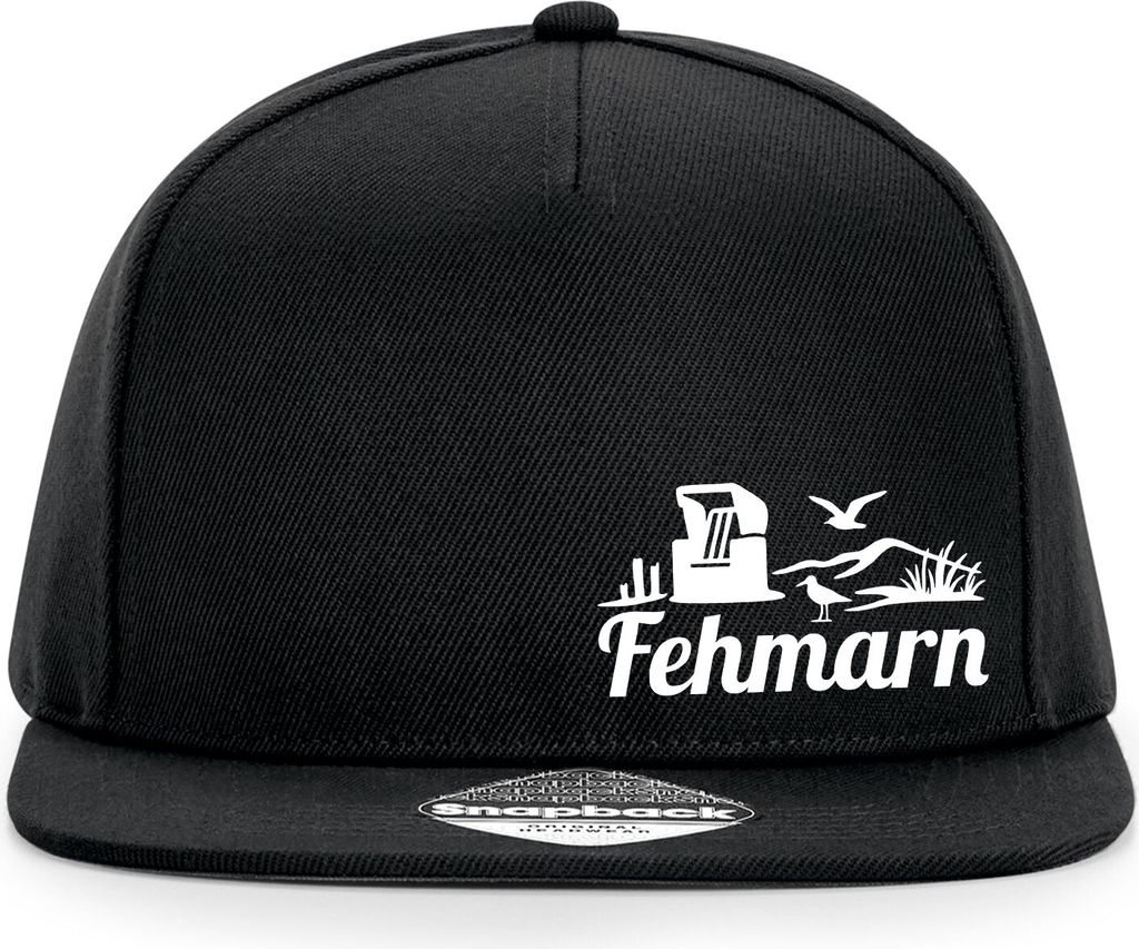 Huuraa Cappy Mütze Fehmarn Strandmotiv Black Polyester Snapback Kappe Geschenkidee