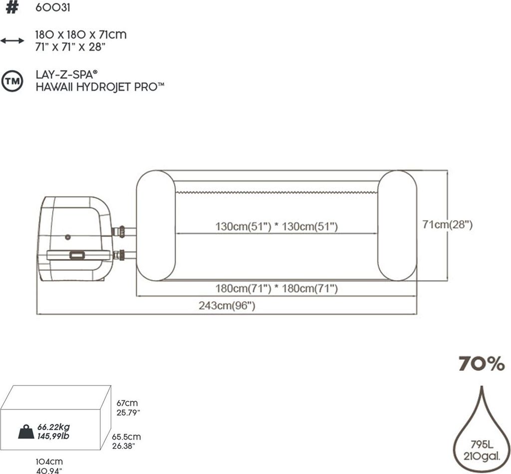Hawaii Lay-Z-Spa HydroJet Pro Spa nafukovací BESTWAY pro 6 Obrázek produktu 26