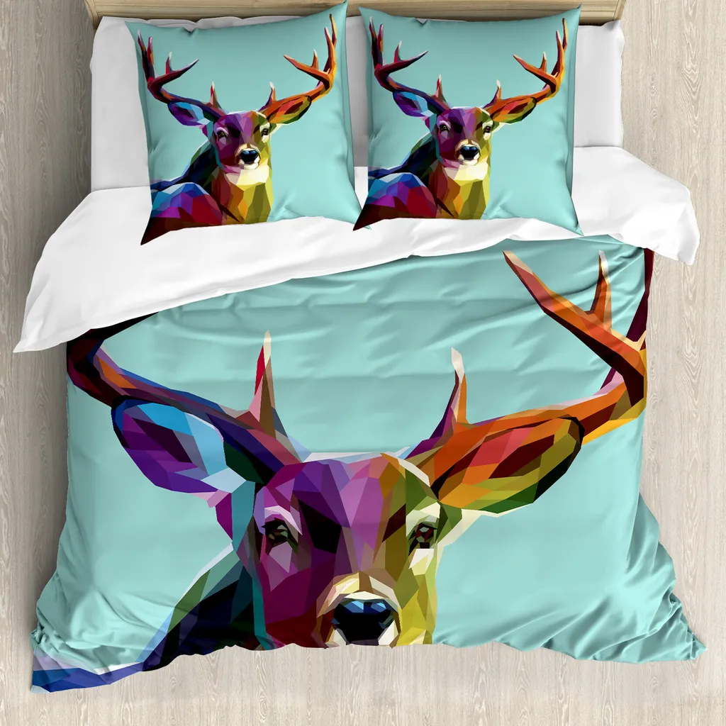 Set Copripiumino Low Poly Deer Abakuhaus - Stampa Digitale 3D 155x220