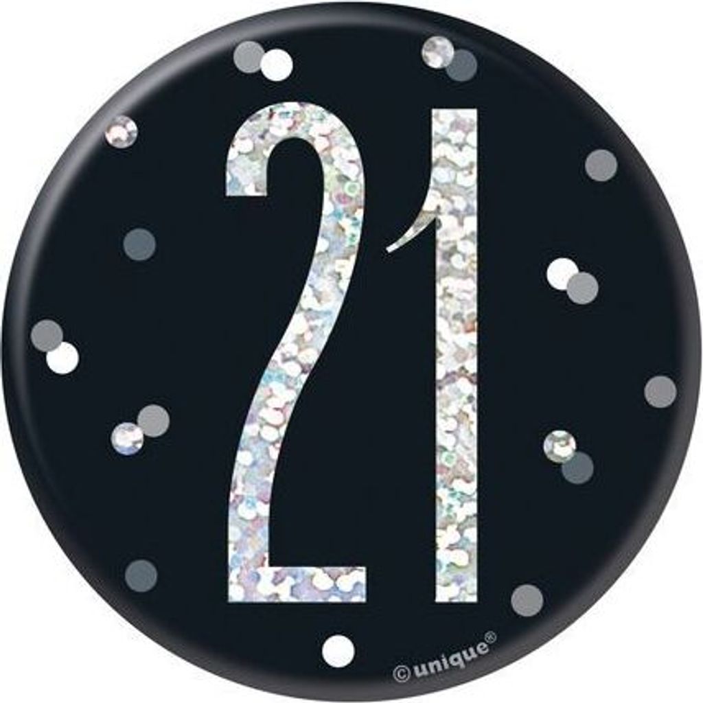 Anstecker schwarz & silber Zahl 21