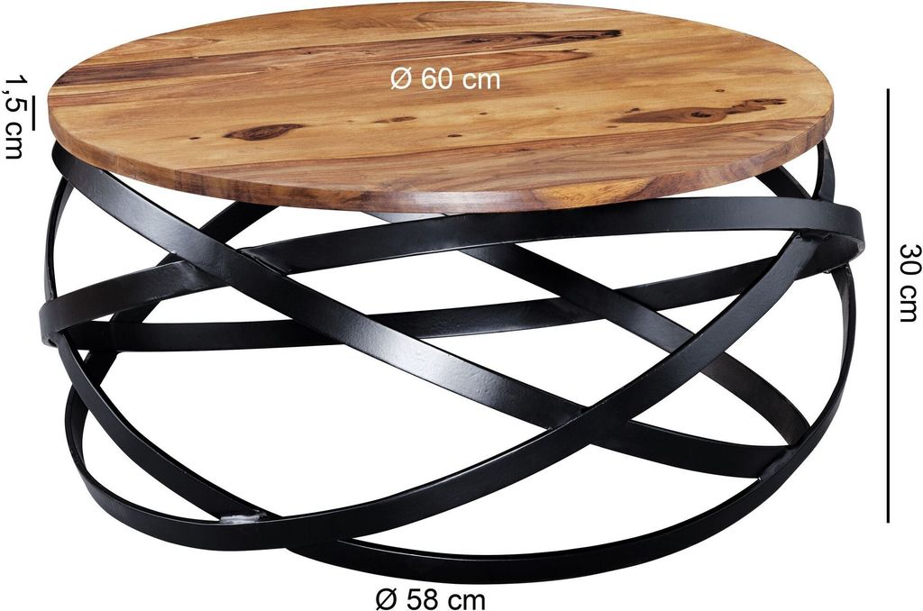 FineBuy Couchtisch MANUR Wohnzimmertisch Holz Massiv Produktbild 3