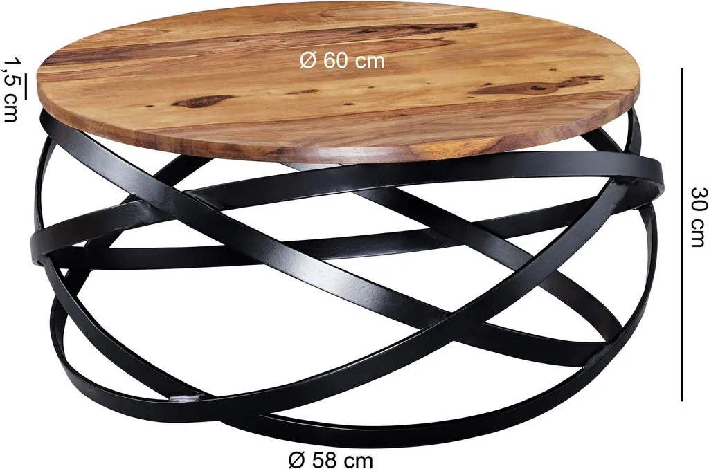 Table basse MANUR 60x30x60 cm Wohnling WL5.679 en bois de Sheesham