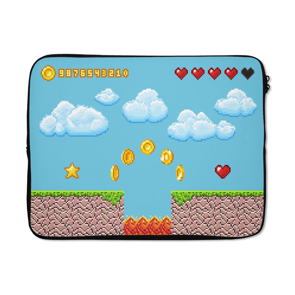 MuchoWow Laptop Hülle 17 Zoll Laptoptasche Spiele - Retro - Spielhalle - Zipper - Schutzabdeckung