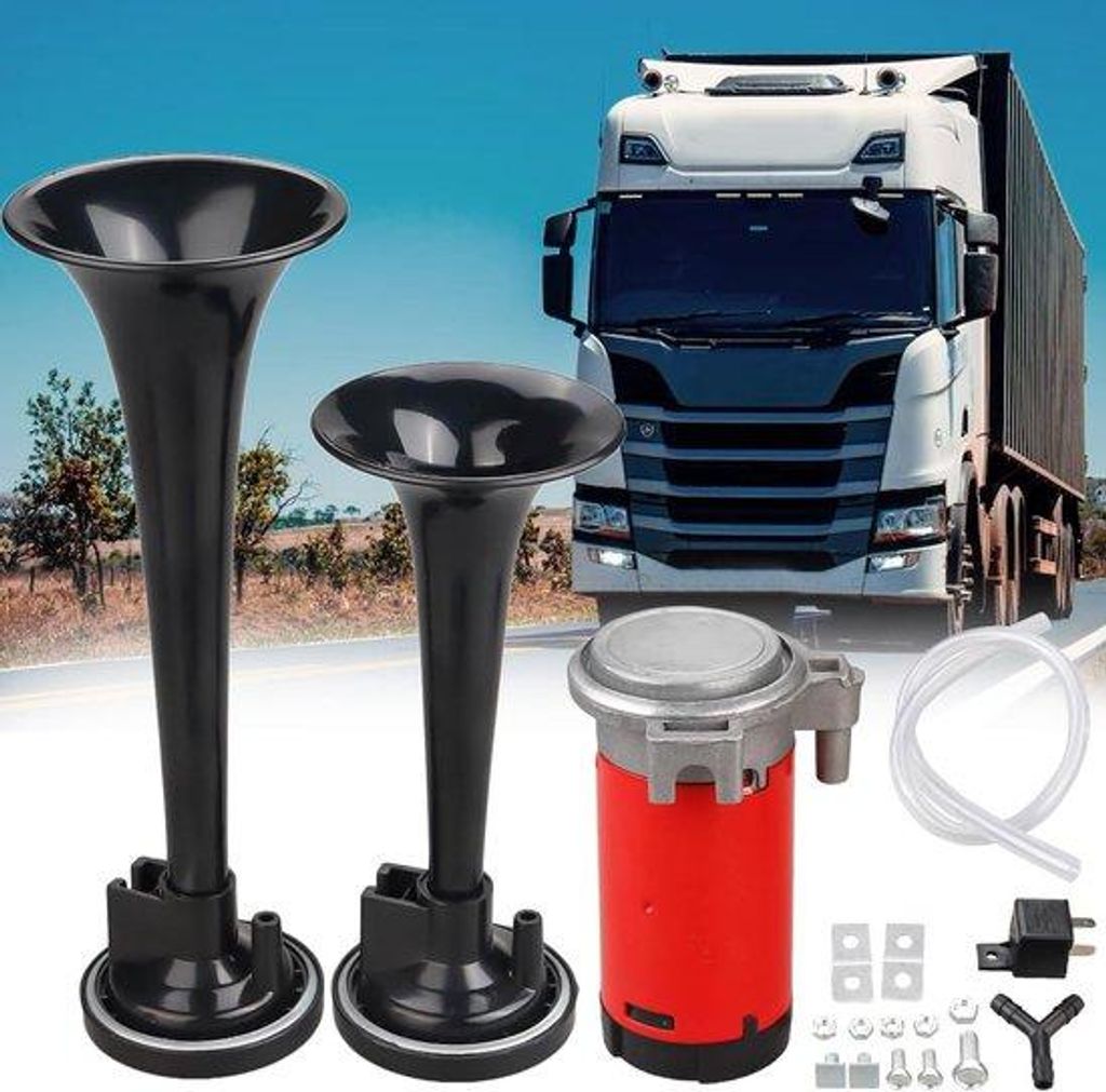 Hupe 178 dB 12V wetterbeständig mit Montageset 27,4 cm breit 9,5 cm hoch