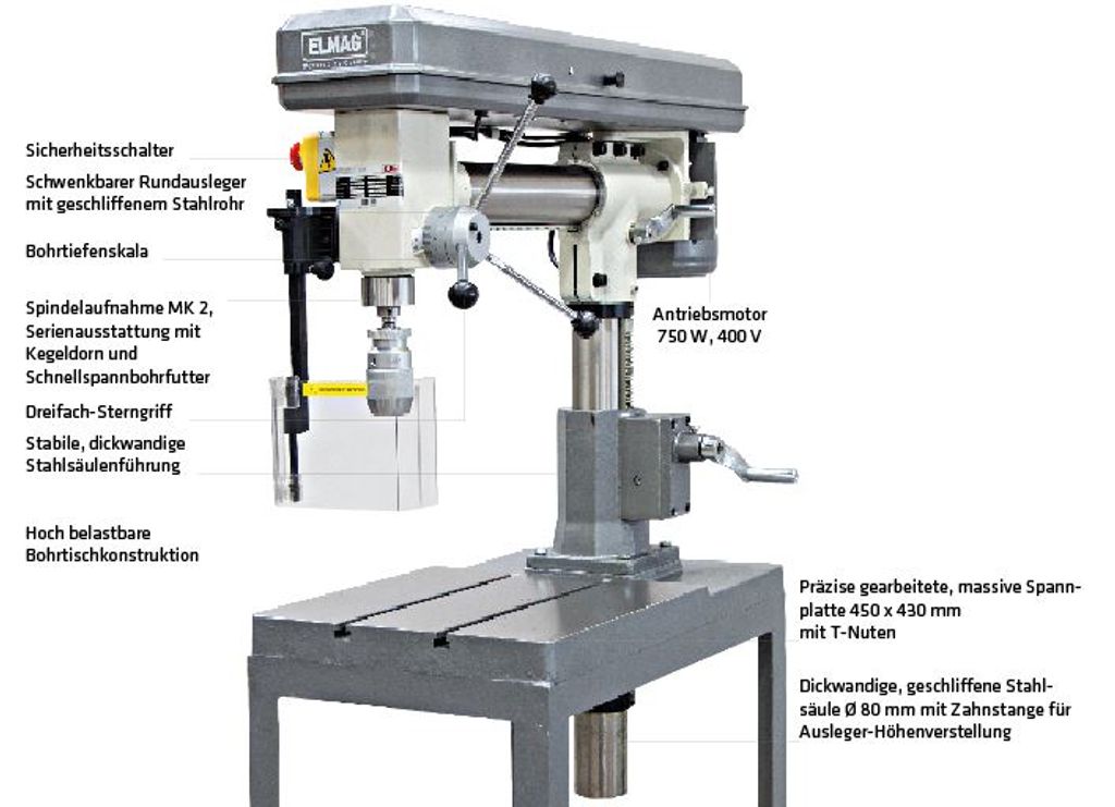 Elmag Radial Keilriemen-Tischbohrmaschine, 16025