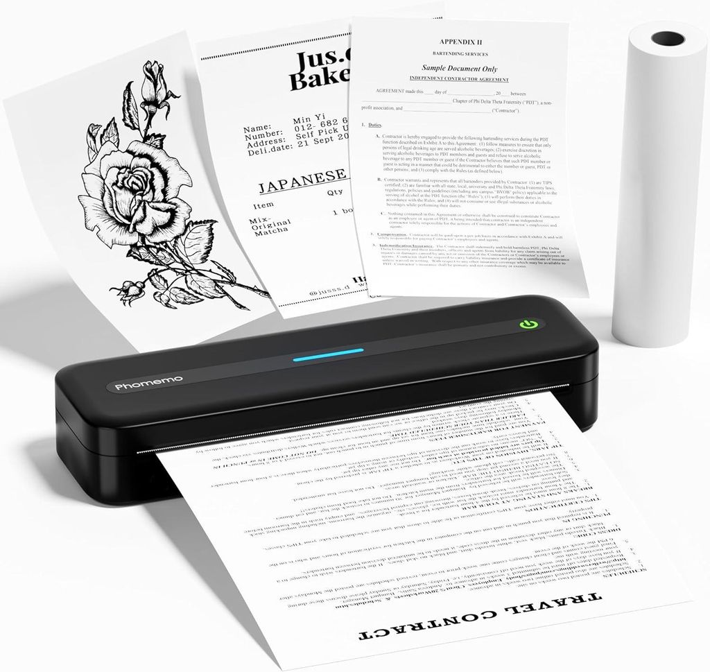 Phomemo M832 Thermodrucker A4 Mobiler Drucker A4 für Unterwegs, Büro, Schule, ZuhauseKompatibel mit Windows/macOS/iOS/Android Schwarz
