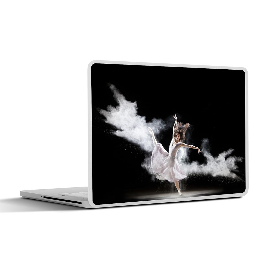 MuchoWow Laptop Aufkleber Sticker Cover Ballerina auf schwarzem Hintergrund 40x30 cm - Laptop Dekoration - Selbstklebend