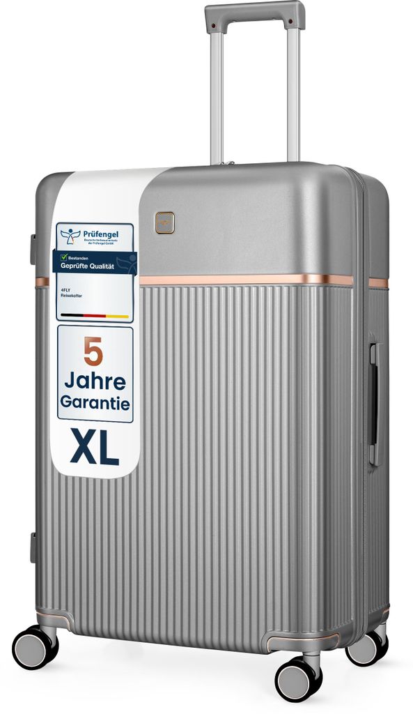 4FLY Hartschalen-Reisekoffer XL 76 cm (103L) aus Polycarbonat – mit TSA-Schloss, 4 Spinner-Doppelrollen und Aluminium-Teleskopgriff