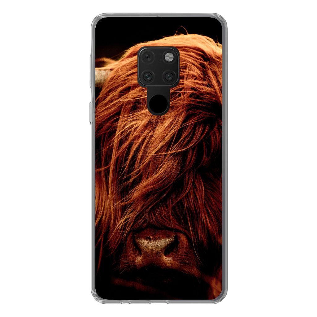 MuchoWow Handyhülle Schutzhülle Hülle für Huawei P40 Lite Schottischer Highlander - Kuh - Hörner - Porträt - Tiere Silikon Softcase Handy H...