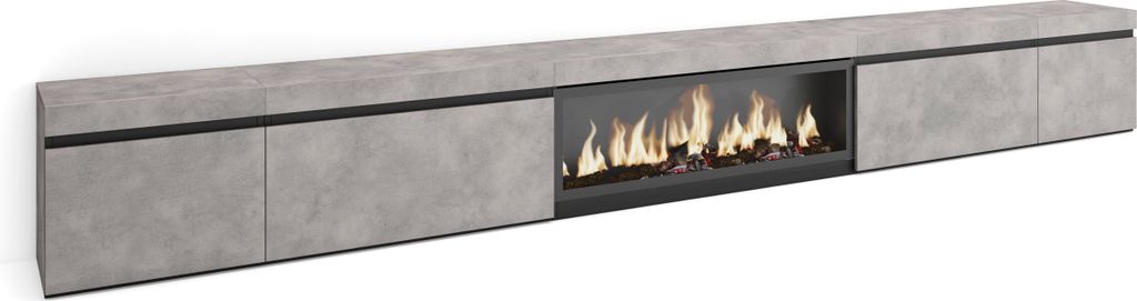 TV-Schrank, Lowboard, 368x35x45cm, Elektrokamin XXL, Produktbild 