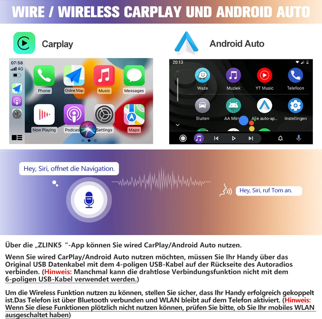 Autoradio 1 DIN Android 15 Schermo 360° 2+64GB DAB+ Wireless CarPlay - 5