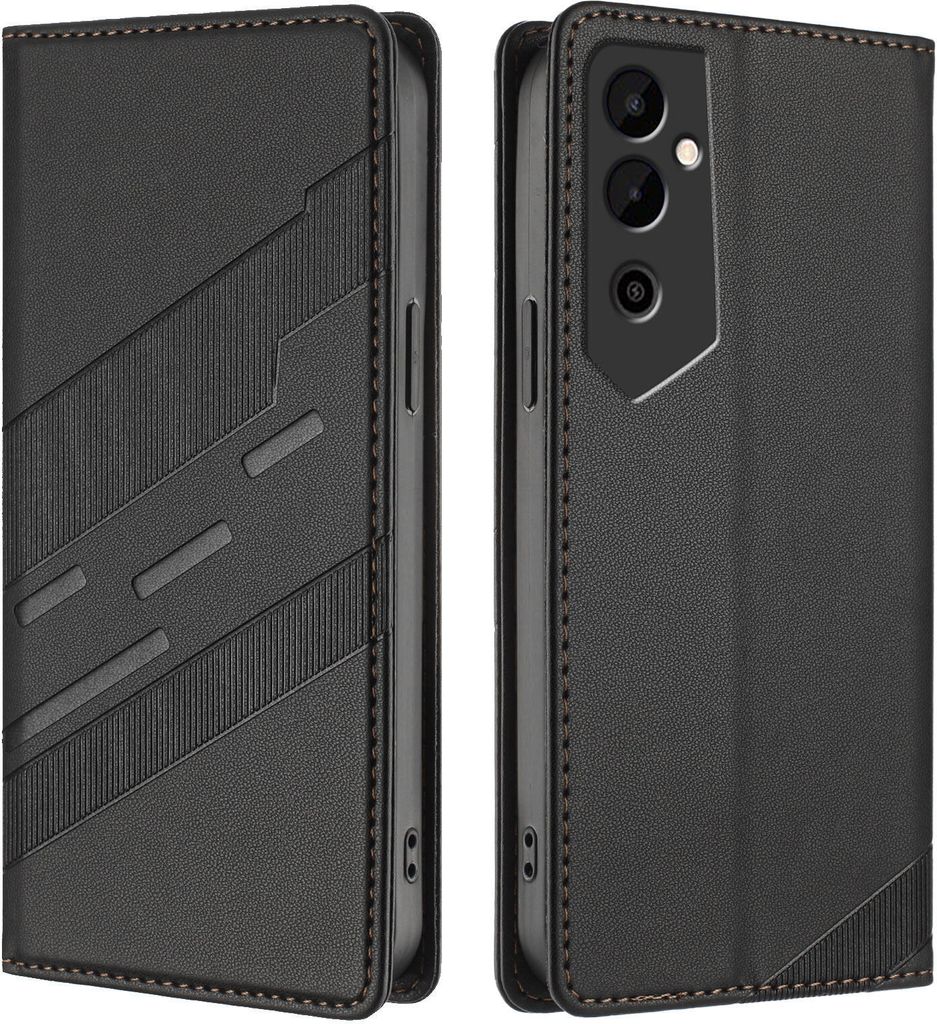 Hülle für Tecno Pova Neo 2, Kunstleder Brieftaschen Handyhülle mit Kartenfach und Standfunktion Schwarz