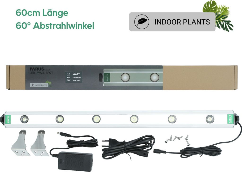 Parus by Venso Wall Spot 60cm, Abstrahlwinkel 60°, LED Wachstumslampe, Grow Light für Zimmerpflanzen und Grünpflanzen, Fassaden- und Wandbegrünung