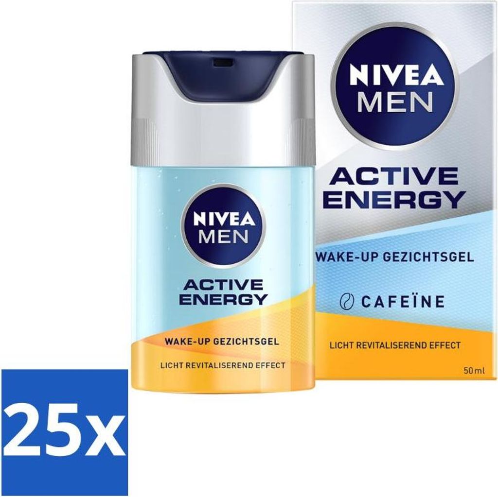 NIVEA MEN Active Energy Wake-Up Gesichtsgel mit Koffein 50 ml - Vorteilspack - 25 Stücke