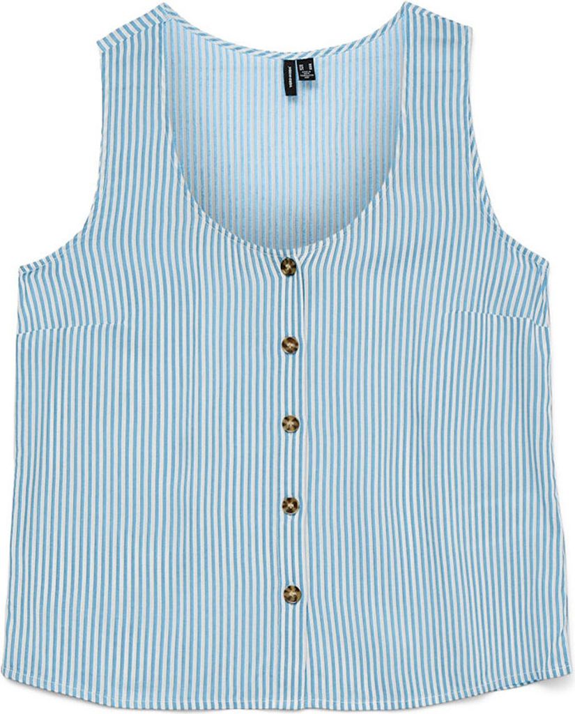 Vero Moda Bumpy ärmelloses T-shirt Blau M Frau Blau M