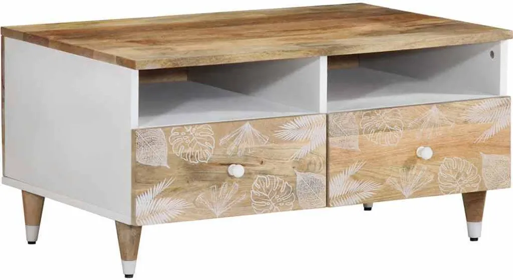 Tavolino 80x54x40 Legno Massiccio Mango - Puro Design Naturale