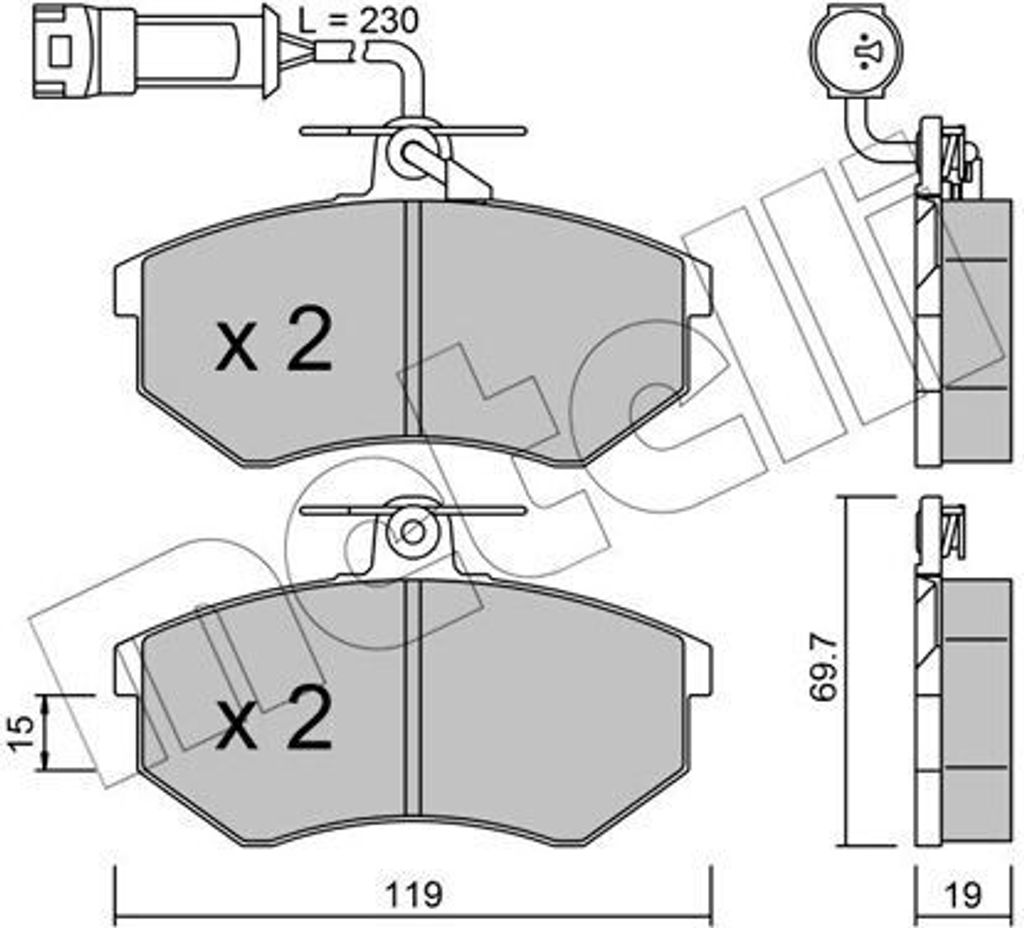 METELLI Bremsbeläge Satz Vorne Bremsklötze für AUDI 80 (89, 89Q, 8A, B3) 22-0148-1