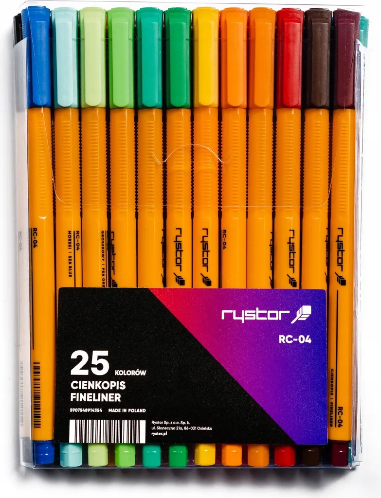 Feutres fins d'écriture Fineliner RC-04 Mix - Set de 25 stylos noirs