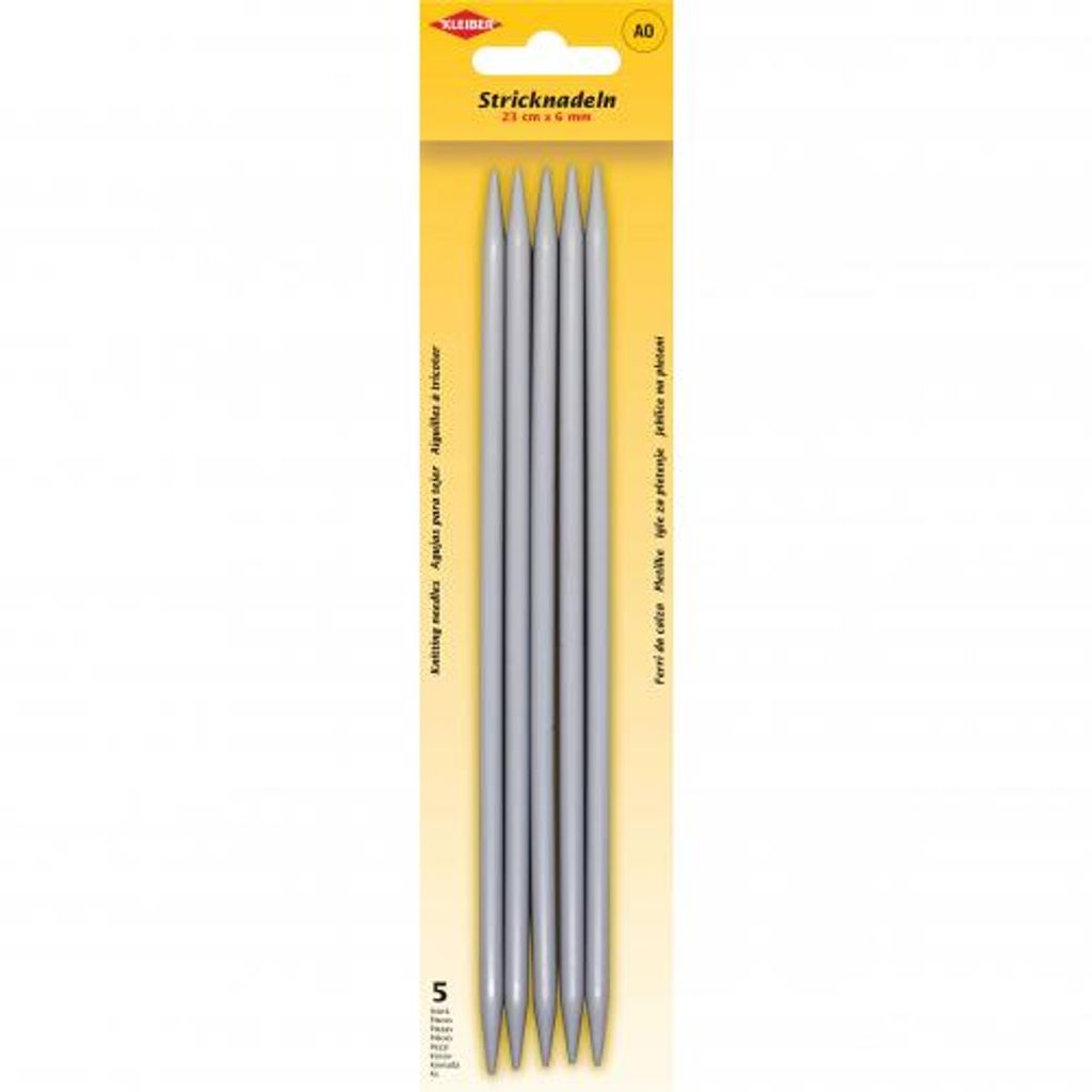 KLEIBER Stricknadel-Set / Strumpfspiele 200 mm x 6,0 mm 5 Aluminium-Stricknadeln