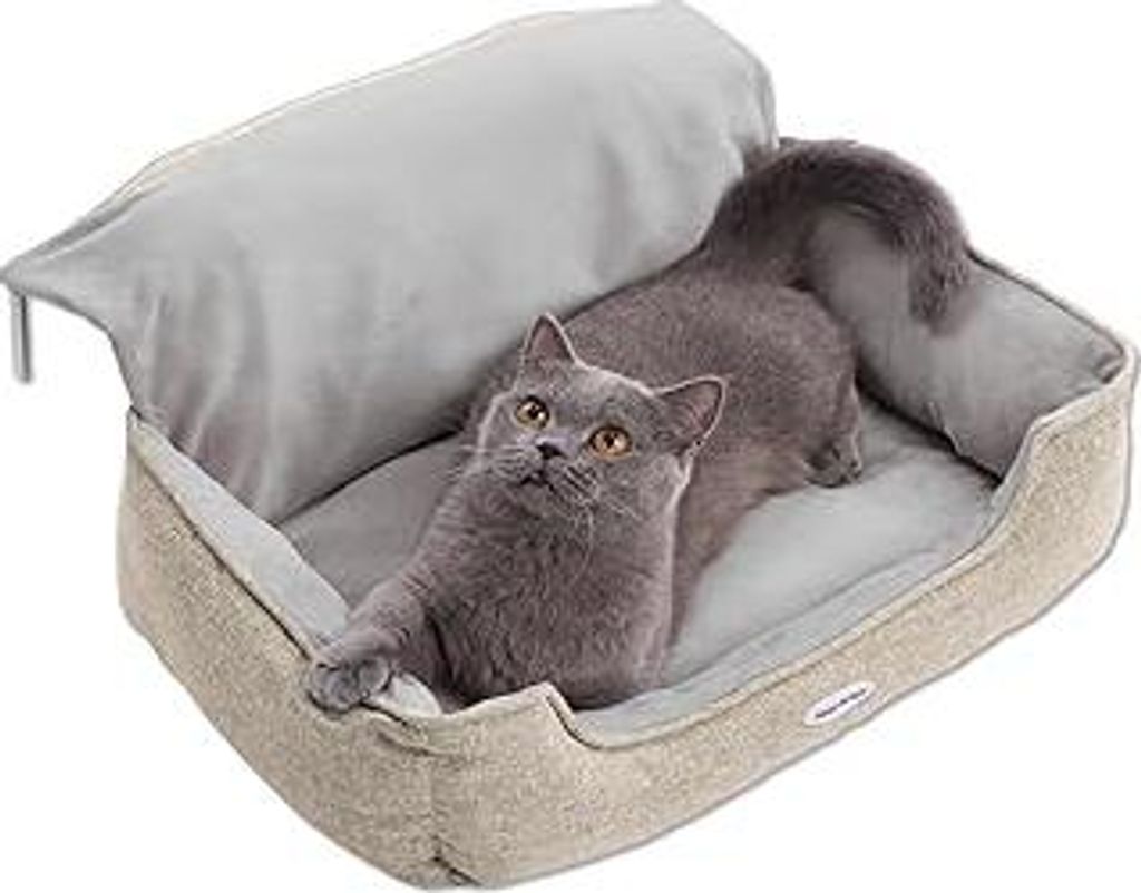 Happi N Pets Großes Katzenbett für Heizung, warmes und stabiles Sitzteil für große Katzen mit waschbarer Plüschbezug, verstellbaren Metallhake...